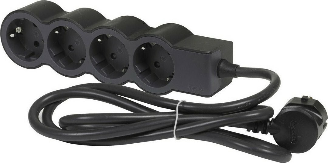 в продажу Мережевий подовжувач Legrand Стандарт 4х2К+З розетки, 16 А, з кабелем 3 м, колір Чорний - фото 3