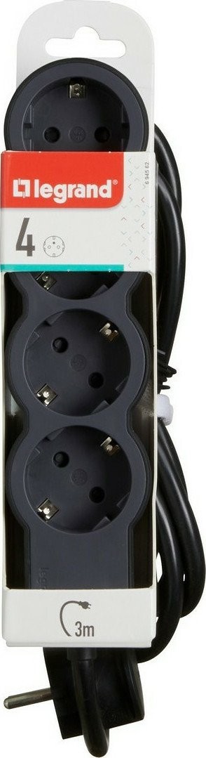 продаємо Legrand Стандарт 4х2К+З розетки, 16 А, з кабелем 3 м, колір Чорний в Україні - фото 4
