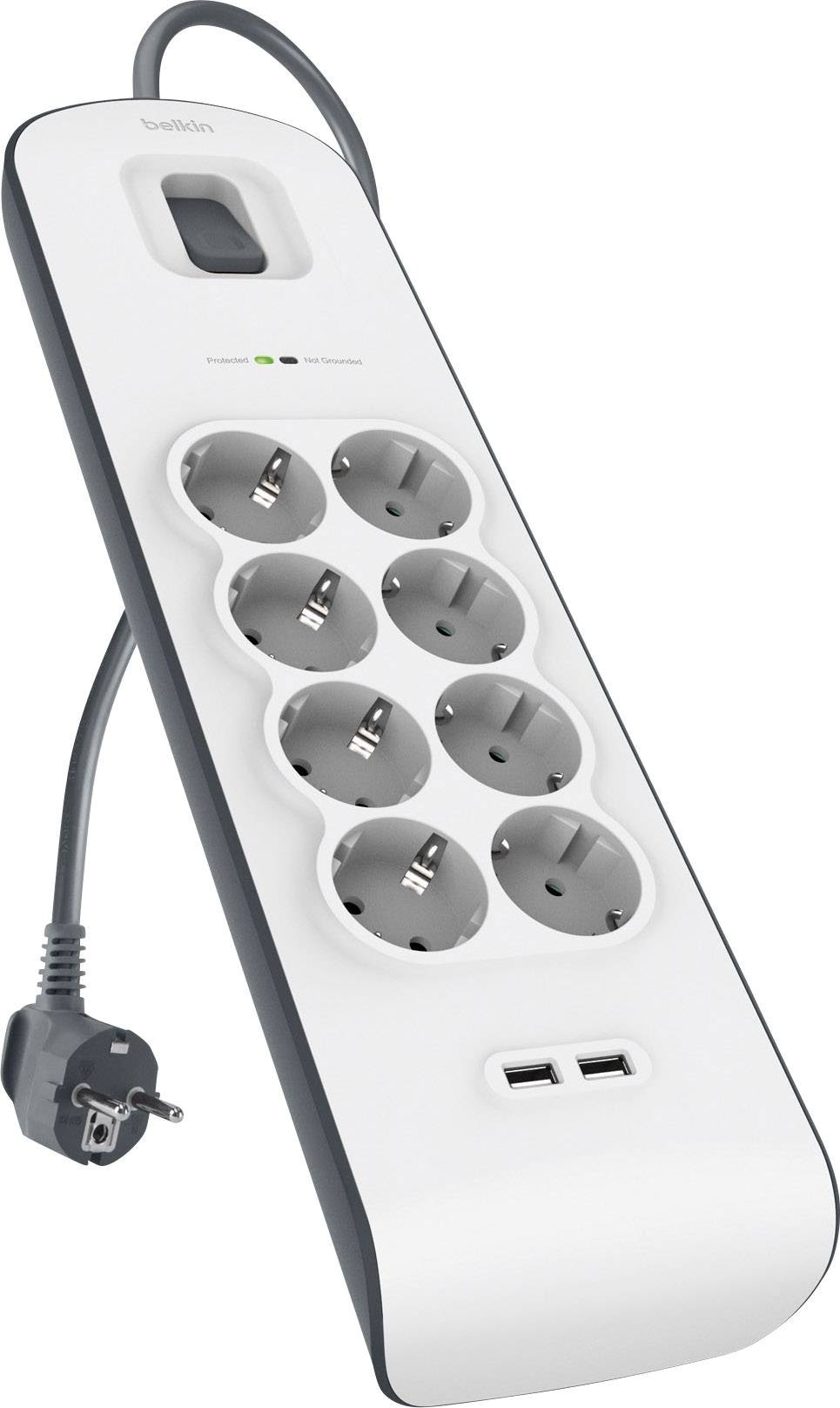 Мережеві фільтри Belkin BSV804vf2M, 8 роз., 2xUSB 2.4A, 900 Дж, UL 500 В, кабель 2м ціна 2155.00 грн - фотографія 2