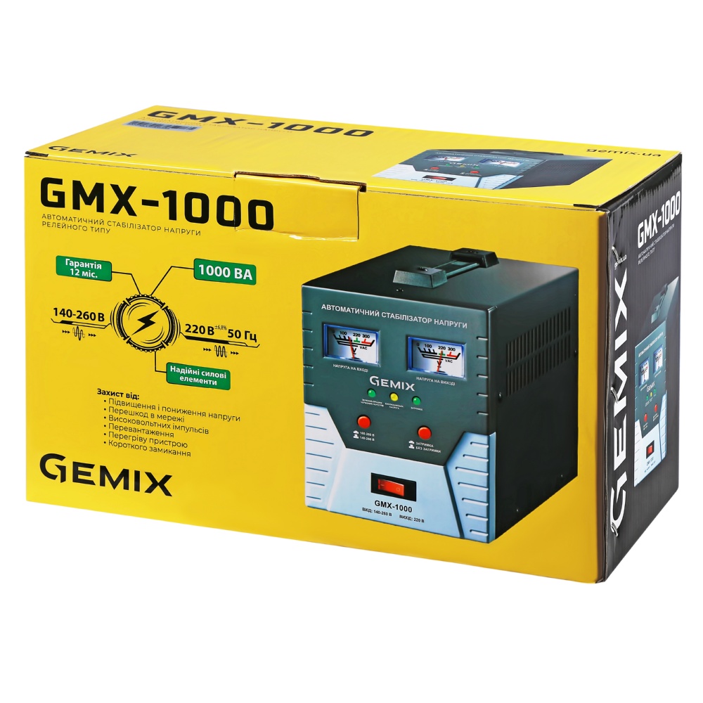 в продажу Стабілізатор напруги Gemix GMX-1000 - фото 3