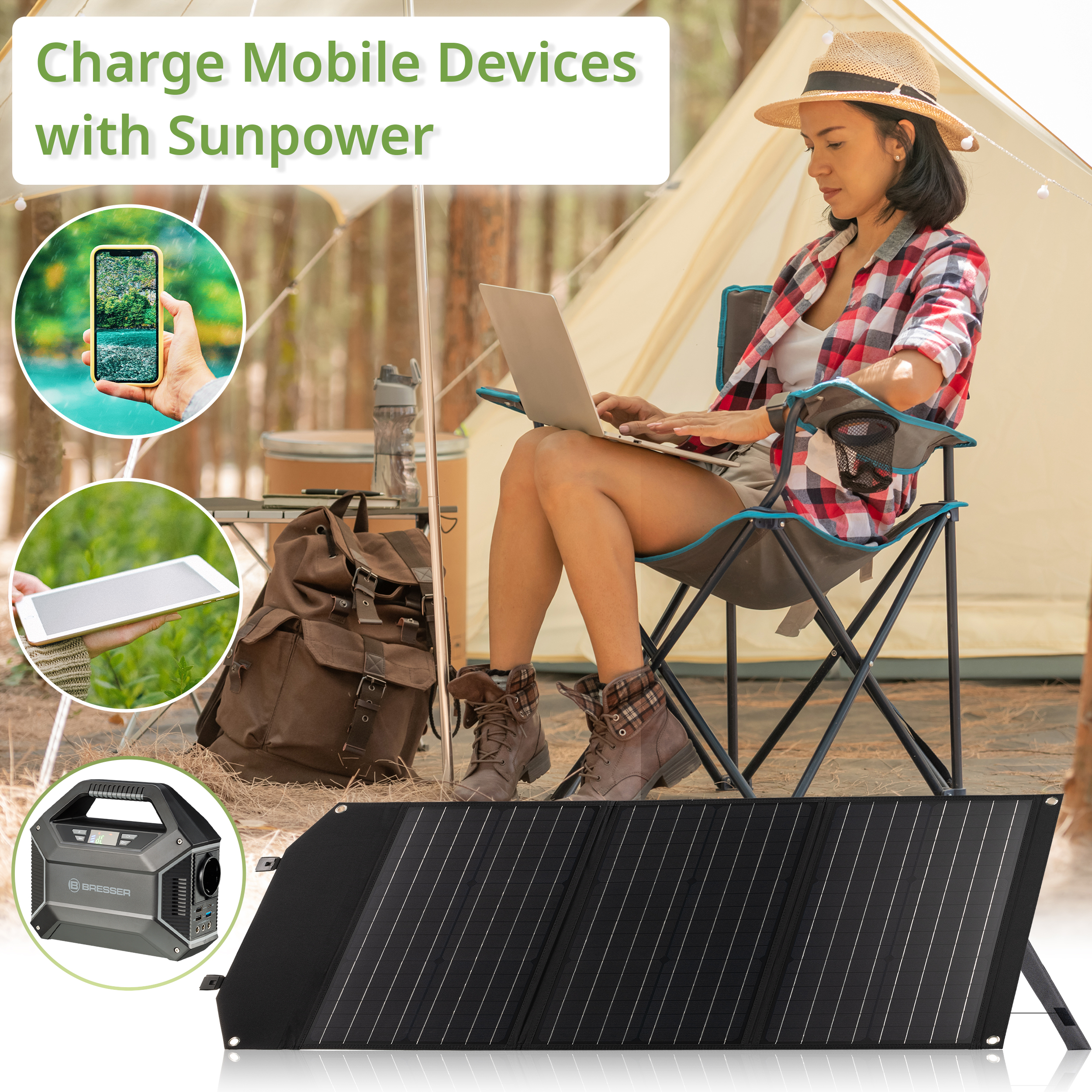 Портативна сонячна батарея Bresser Mobile Solar Charger 60 Watt USB DC (3810050) інструкція - зображення 6