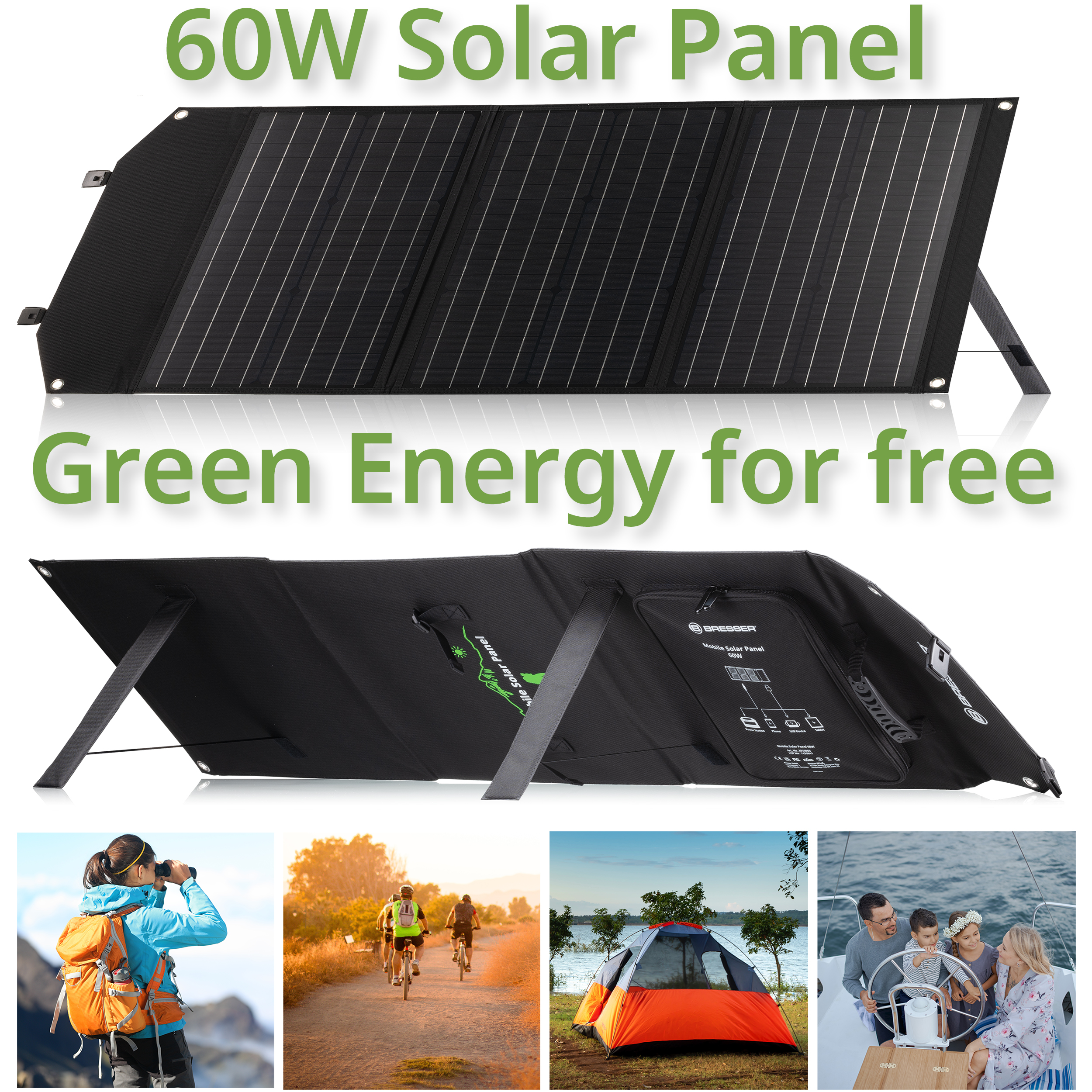Портативна сонячна батарея Bresser Mobile Solar Charger 60 Watt USB DC (3810050) огляд - фото 8