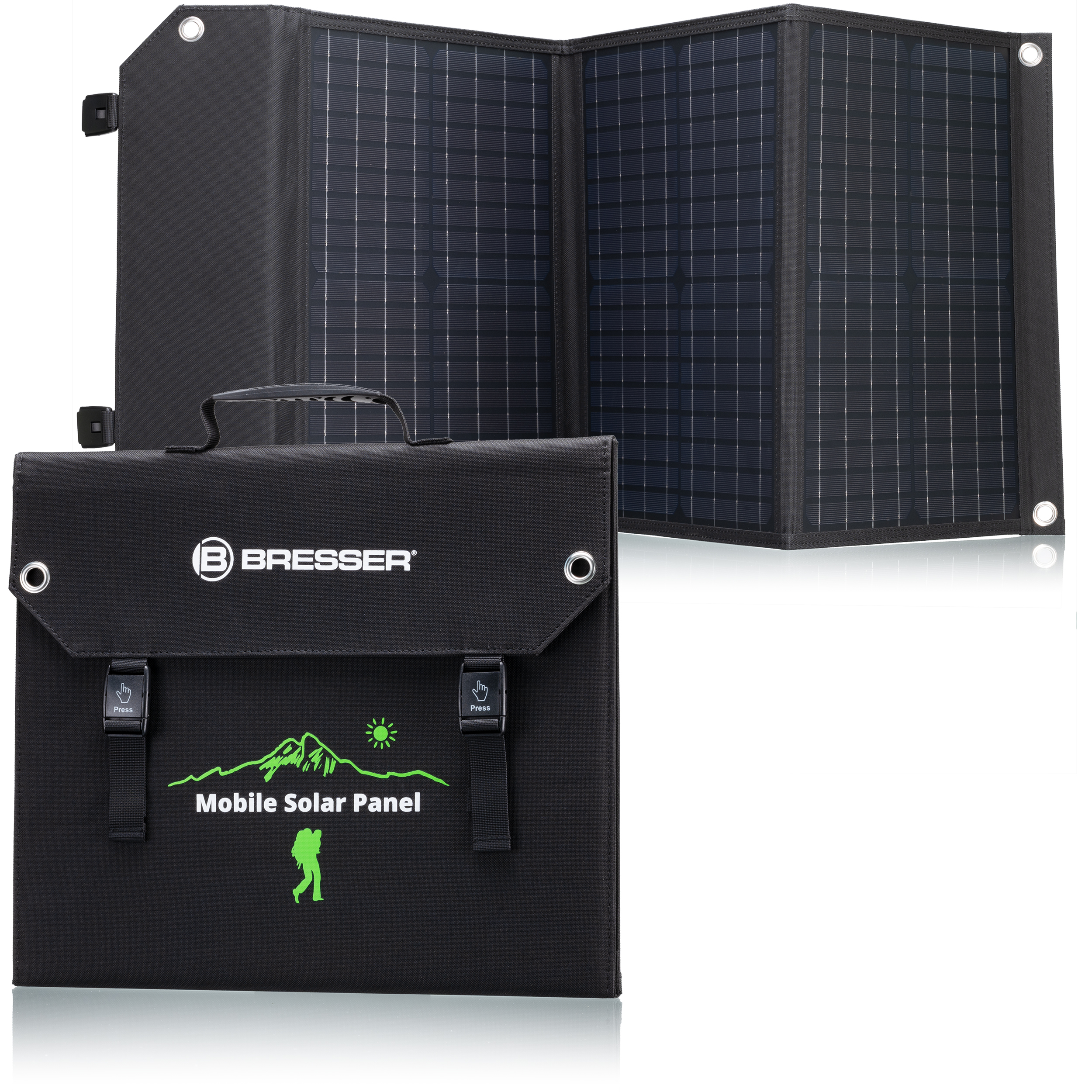 Характеристики портативна сонячна батарея Bresser Mobile Solar Charger 60 Watt USB DC (3810050)