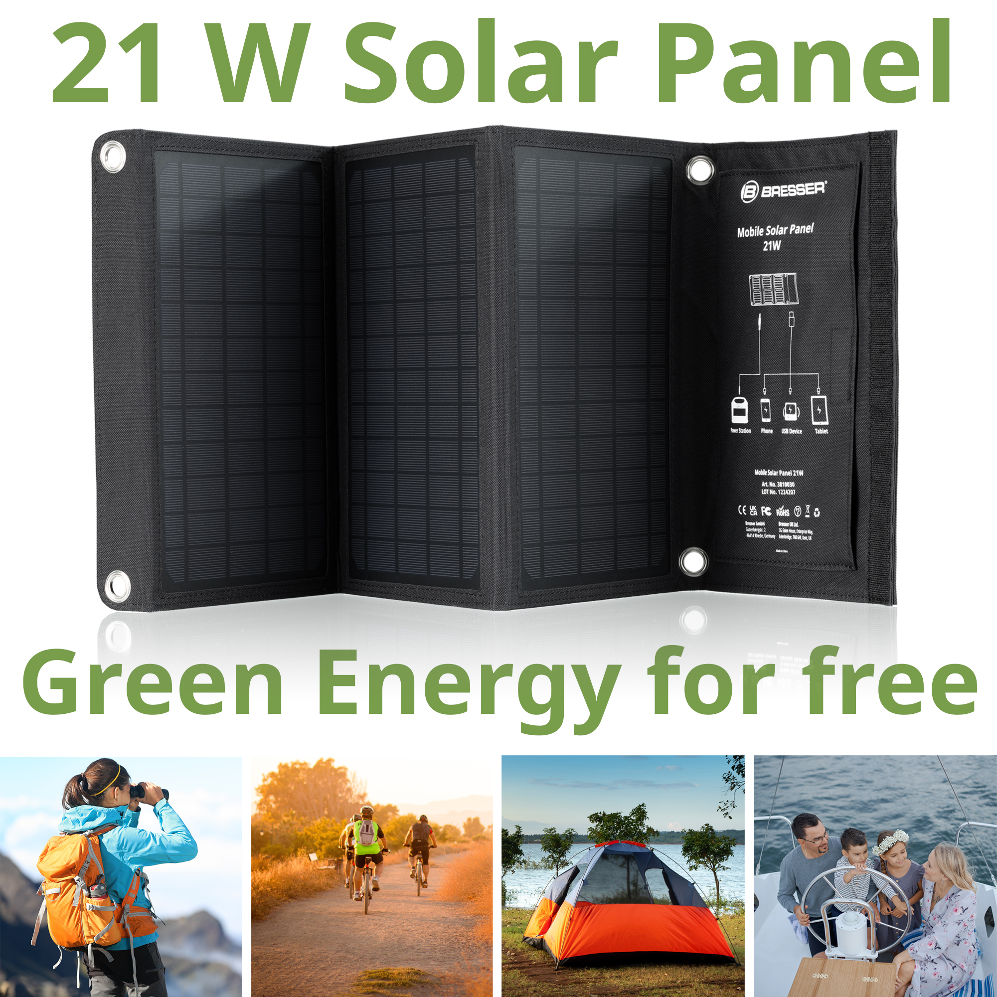 в продаже Портативная солнечная батарея Bresser Mobile Solar Charger 21 Watt USB DC (3810030) - фото 3