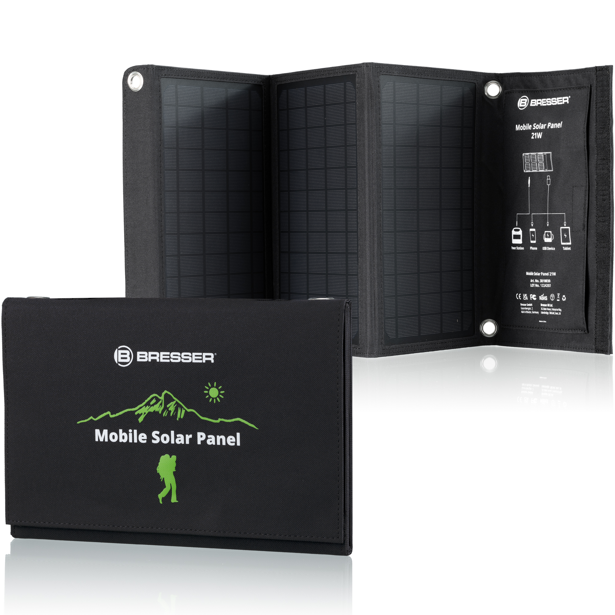 Портативная солнечная батарея Bresser Mobile Solar Charger 21 Watt USB DC (3810030)