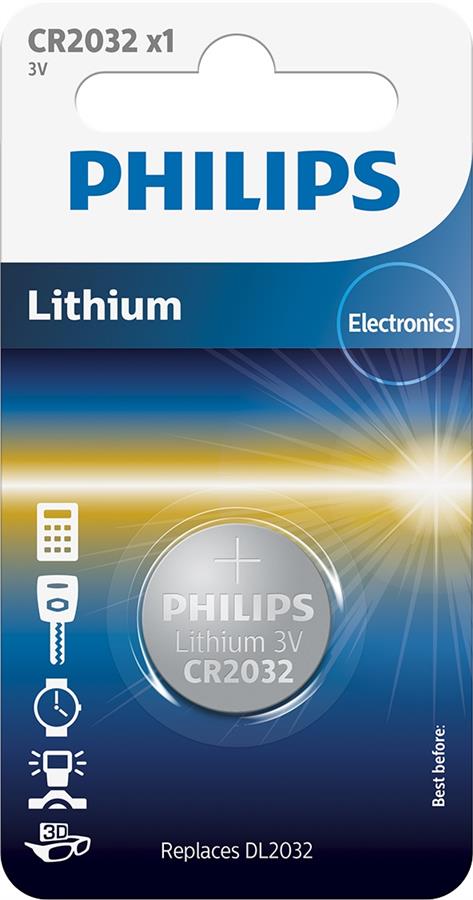 Характеристики батарейка Philips Lithium CR[CR2032/01B]
