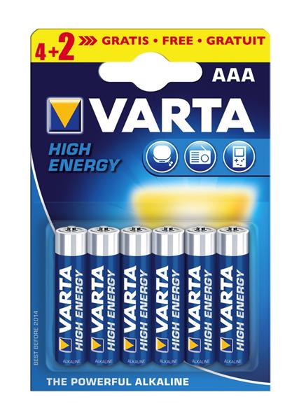 Батарейки типу ААА VARTA Longlife Power AAA[BLI 6 (4+2) ALKALINE]