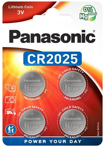 Батарейка Panasonic Батарейка літієва CR2025 блістер, 4 шт.