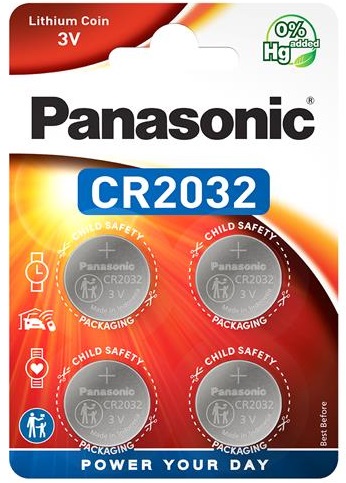 Panasonic Батарейка літієва CR2032 блістер, 4 шт