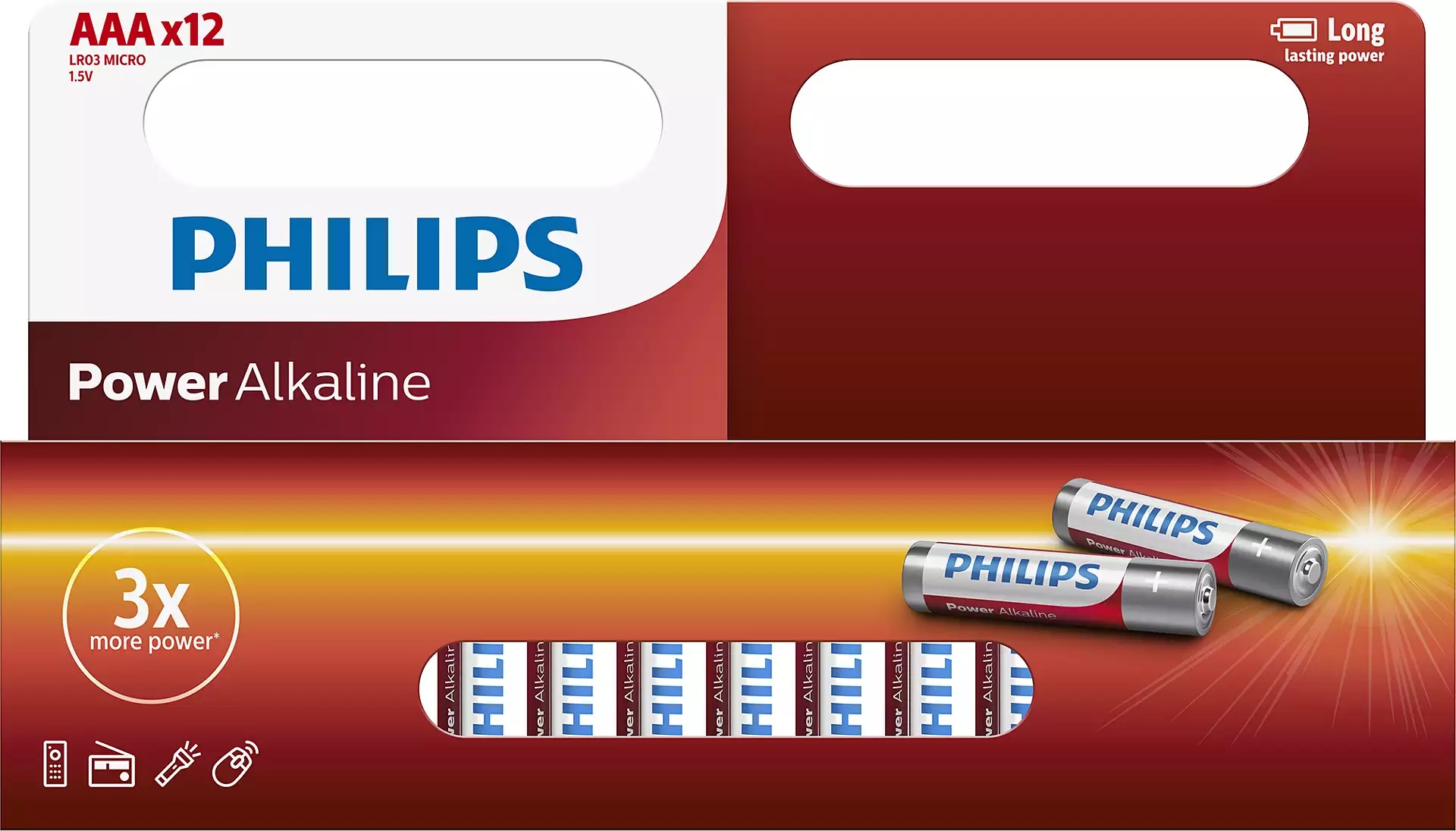 Батарейка Philips Батарейка Power Alkaline AAA лужна блістер, 12 шт