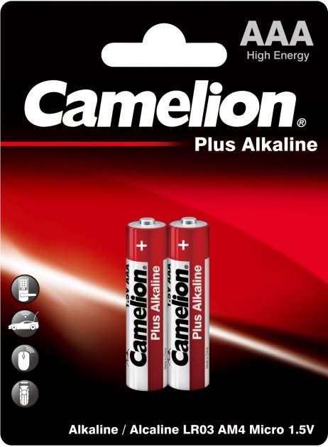 Батарейки типа ААА Camelion AAA LR03/2BL Plus Alkaline (LR03-BP2)