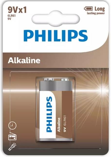 Батарейка Philips Entry Alkaline лужна 6LR61(6LF22, MN1604, MX1604) блістер, 1 шт ціна 119.00 грн - фотографія 2
