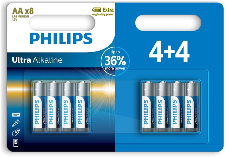 Батарейка Philips Ultra Alkaline лужна AA блістер, 8 шт ціна 289 грн - фотографія 2