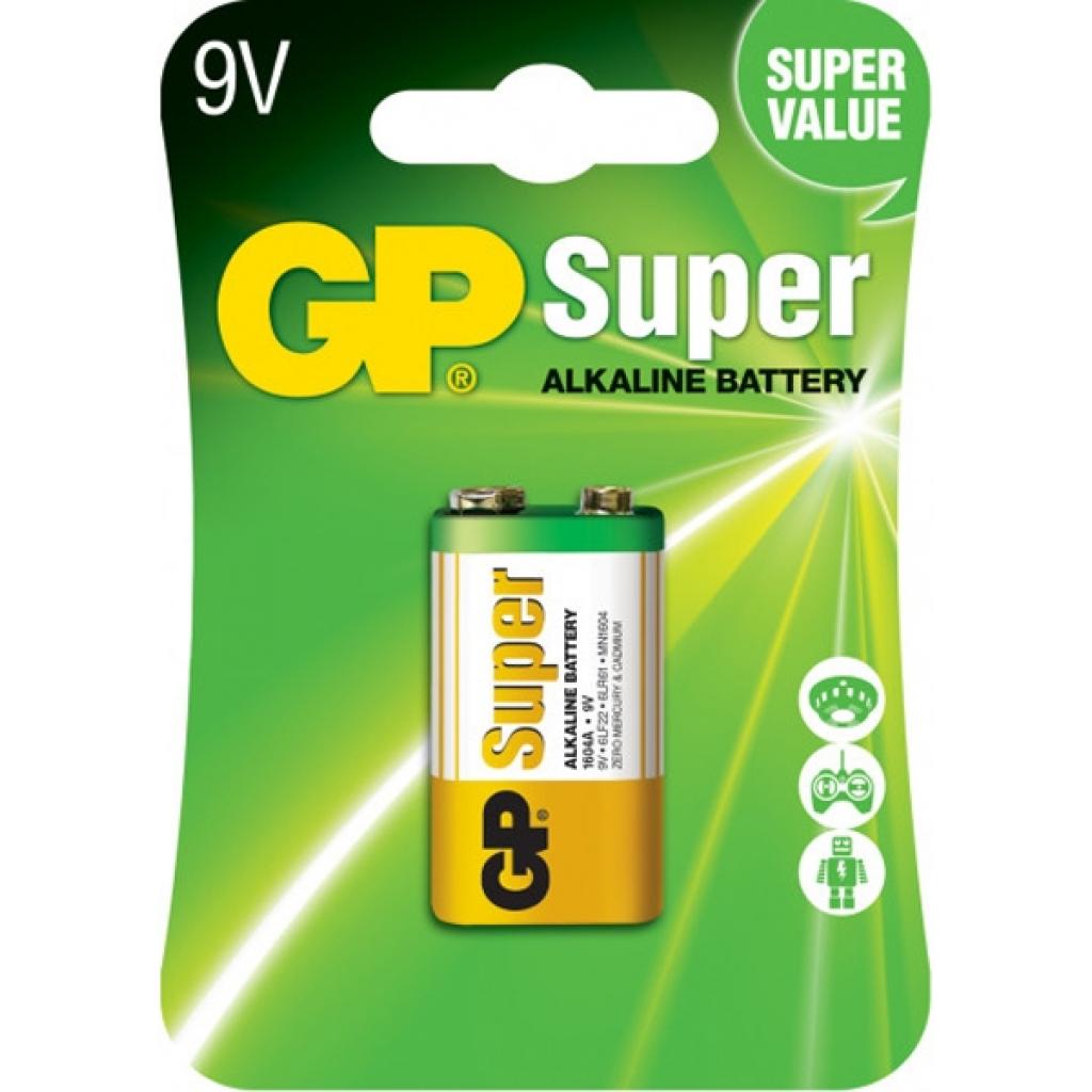 Батарейка Gp Крона Super Alcaline 6F22 / 6LR61 9V * 1 (GP1604AEB-5S1) в интернет-магазине, главное фото