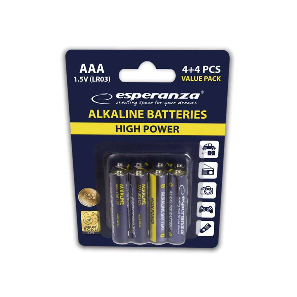 Батарейка Esperanza AAA LR03 Alkaline * 8 (EZB104) ціна 144 грн - фотографія 2