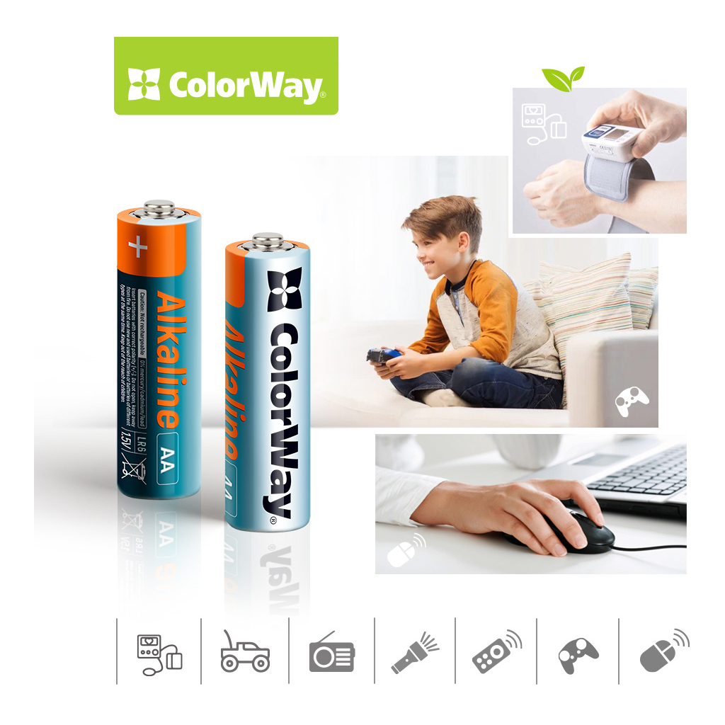 в продажу Батарейка ColorWay AA LR6 Alkaline Power (лужні) * 2 blister (CW-BALR06-2BL) - фото 3