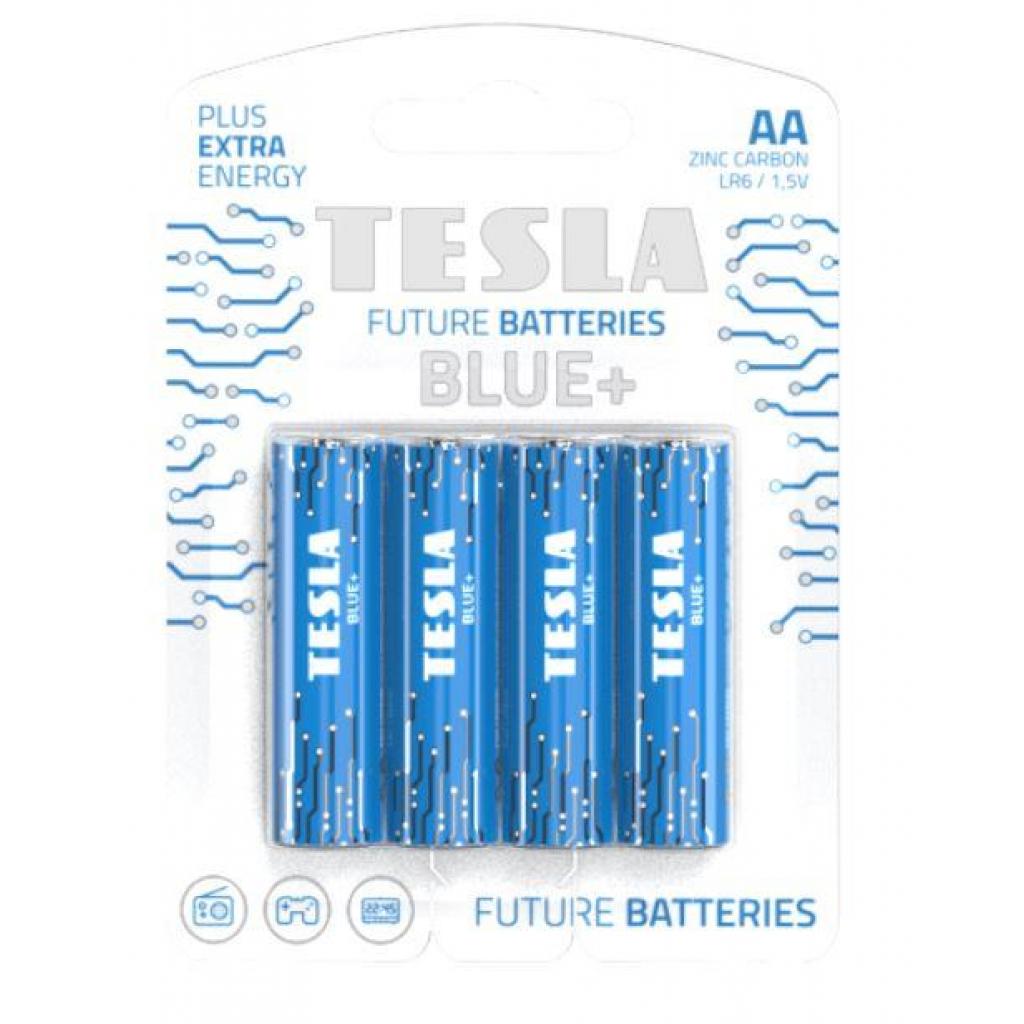 Батарейка Tesla AA Blue+ R6 CARBON ZINK 1.5V * 4 (8594183392165) в интернет-магазине, главное фото