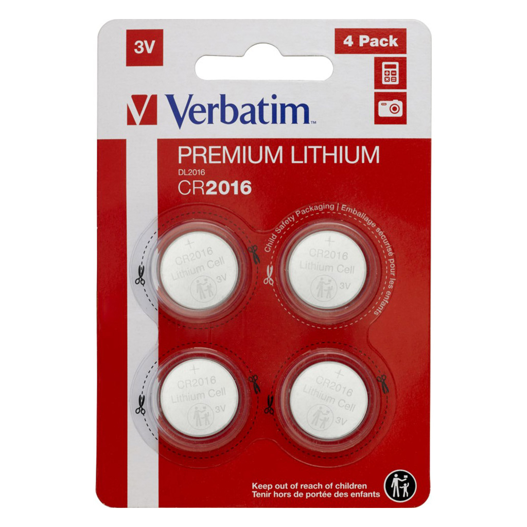 Купить батарейка Verbatim CR 2016 Lithium 3V * 4 (49531) в Ивано-Франковске