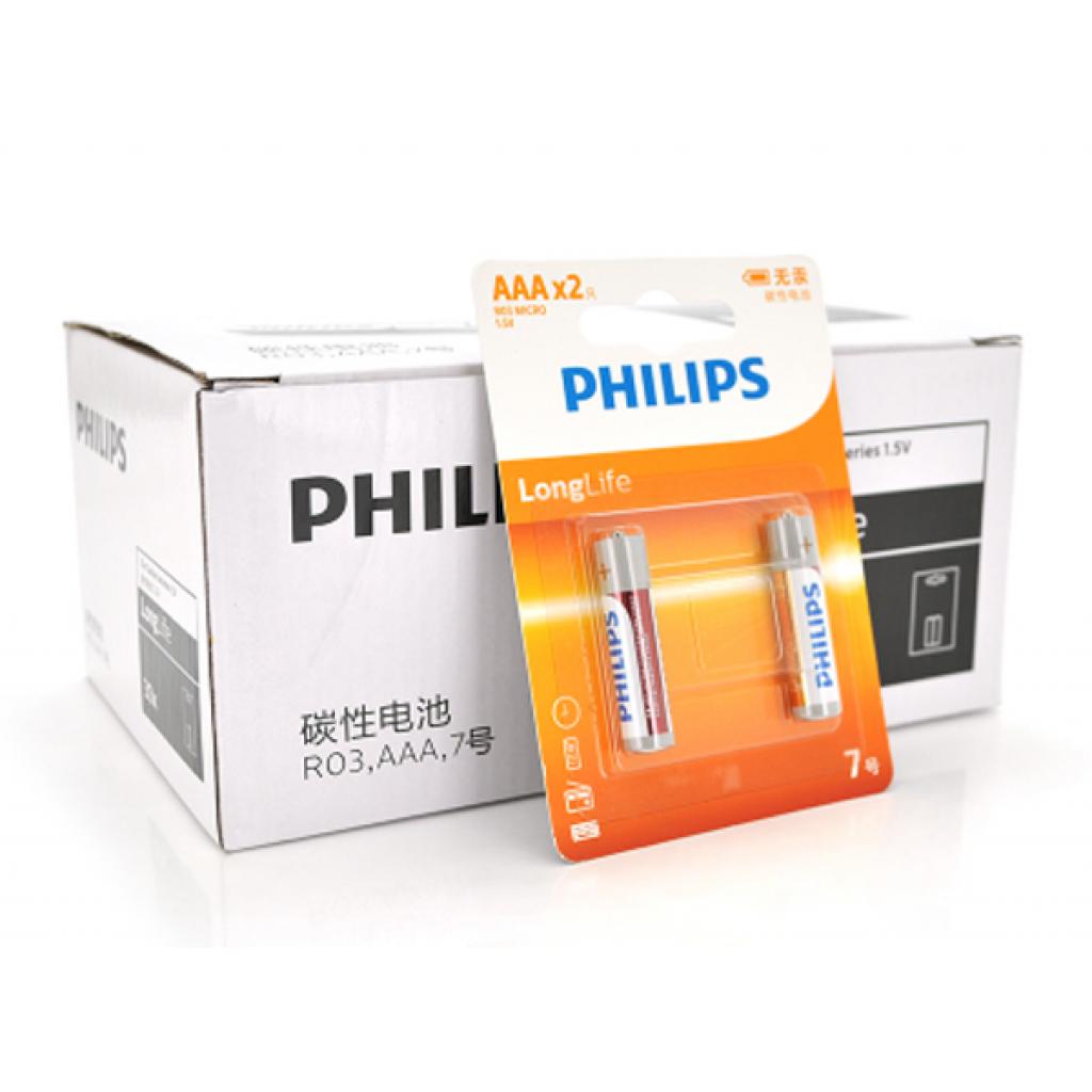 Батарейки типу ААА Philips AAA Super Heavy Duty 1.5V R03 2pcs/card (R03L2BT/93)