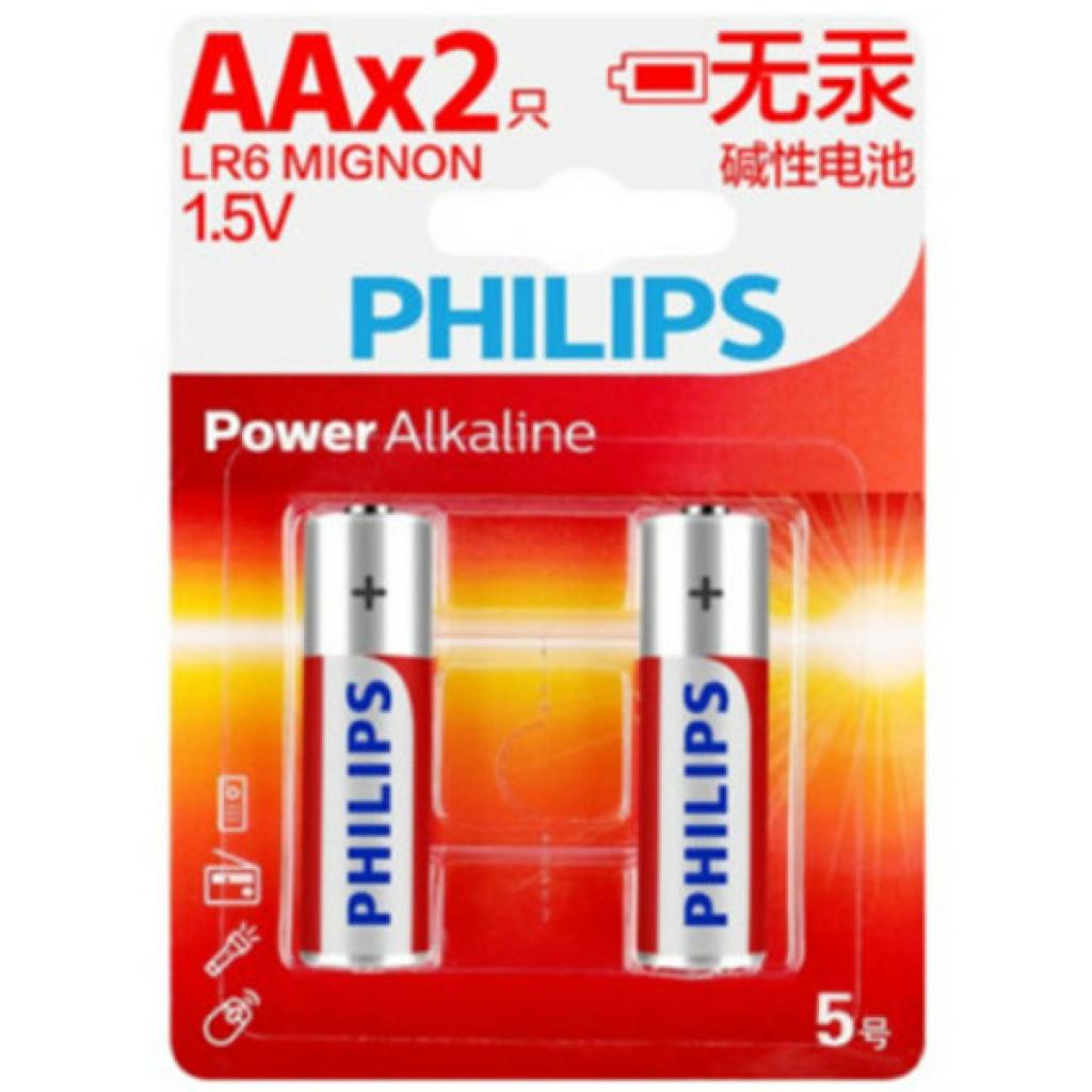 Батарейка Philips AA Alkaline 1.5V LR6, 2pcs/card (LR6P2BT/93) в интернет-магазине, главное фото