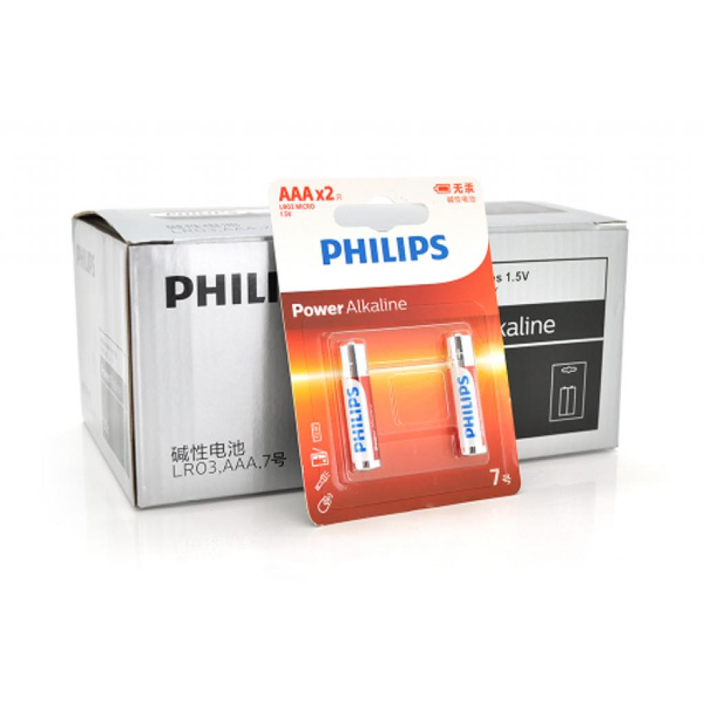 Батарейки типа ААА Philips AAA Alkaline 1.5V LR03, 2pcs/card (LR03P2BT/93)