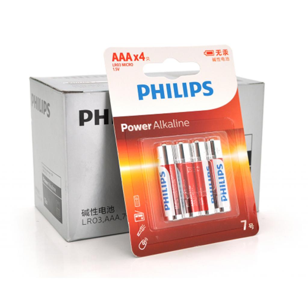 Батарейка Philips AAA Alkaline 1.5V LR03, 4pcs/card (LR03P4BT/93) в інтернет-магазині, головне фото