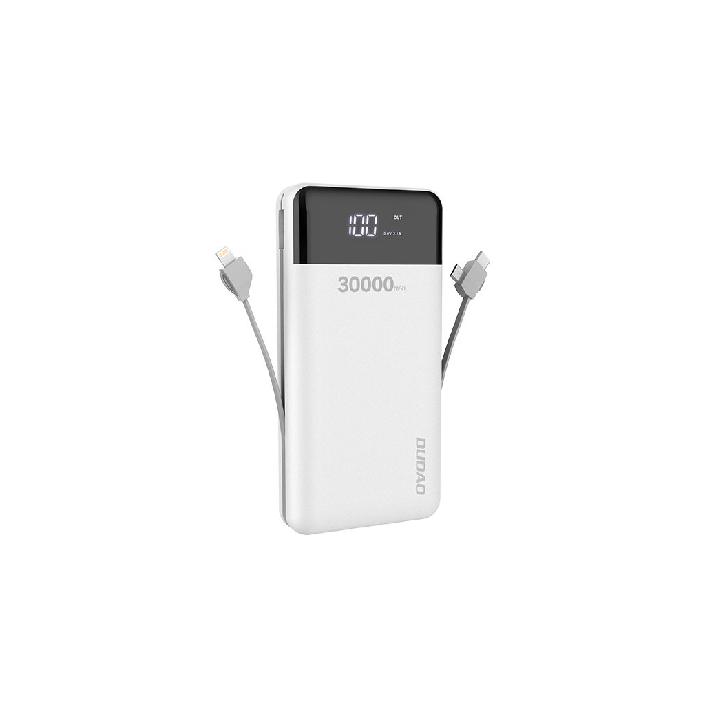 Dudao K1Max 30000mAh, with built-in cables, white (6970379617625)