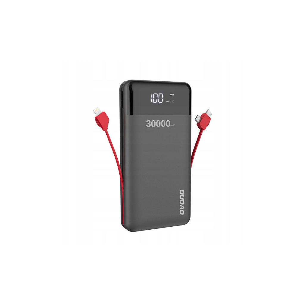 Повербанк Dudao K1Max 30000mAh, with built-in cables, black (6970379617618)