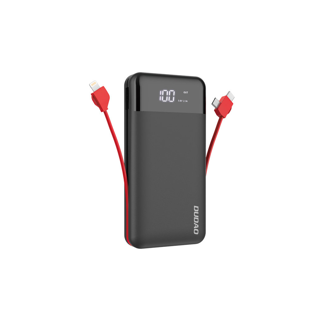 Повербанк Dudao K1Pro 20000mAh, with built-in cables, black (6970379617588)