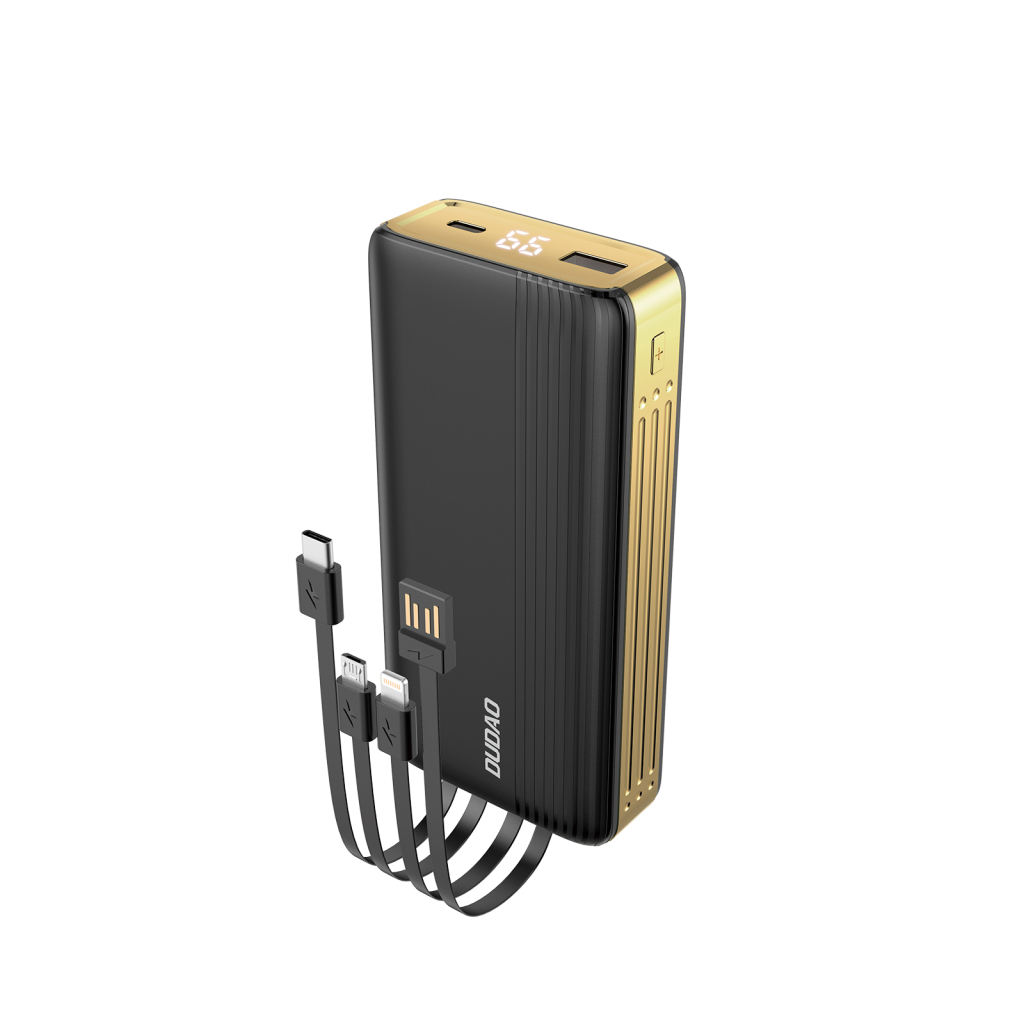Повербанк Dudao K4Pro 20000mAh, with built-in cables, LED display, black (6973687242152)