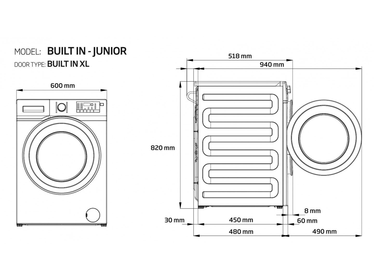 Beko WITV8712X0W Габаритные размеры