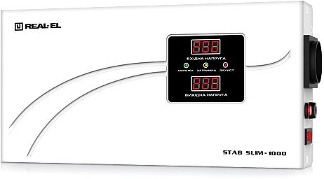 Стабілізатор пониженої напруги REAL-EL STAB SLIM-1000, white (EL122400007)