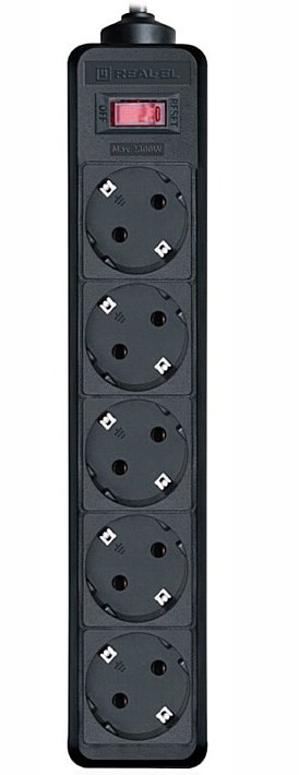 Сетевой фильтр REAL-EL RS-PROTECT 5m, black (EL122300012) в интернет-магазине, главное фото