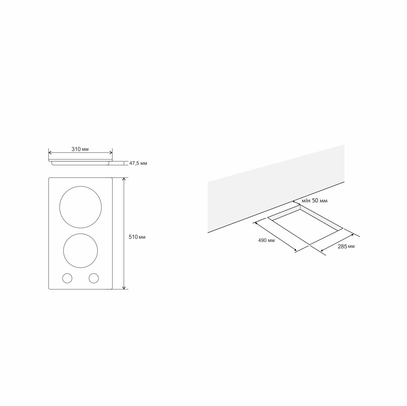 Eleyus VIRO 30 WH CF Габаритные размеры