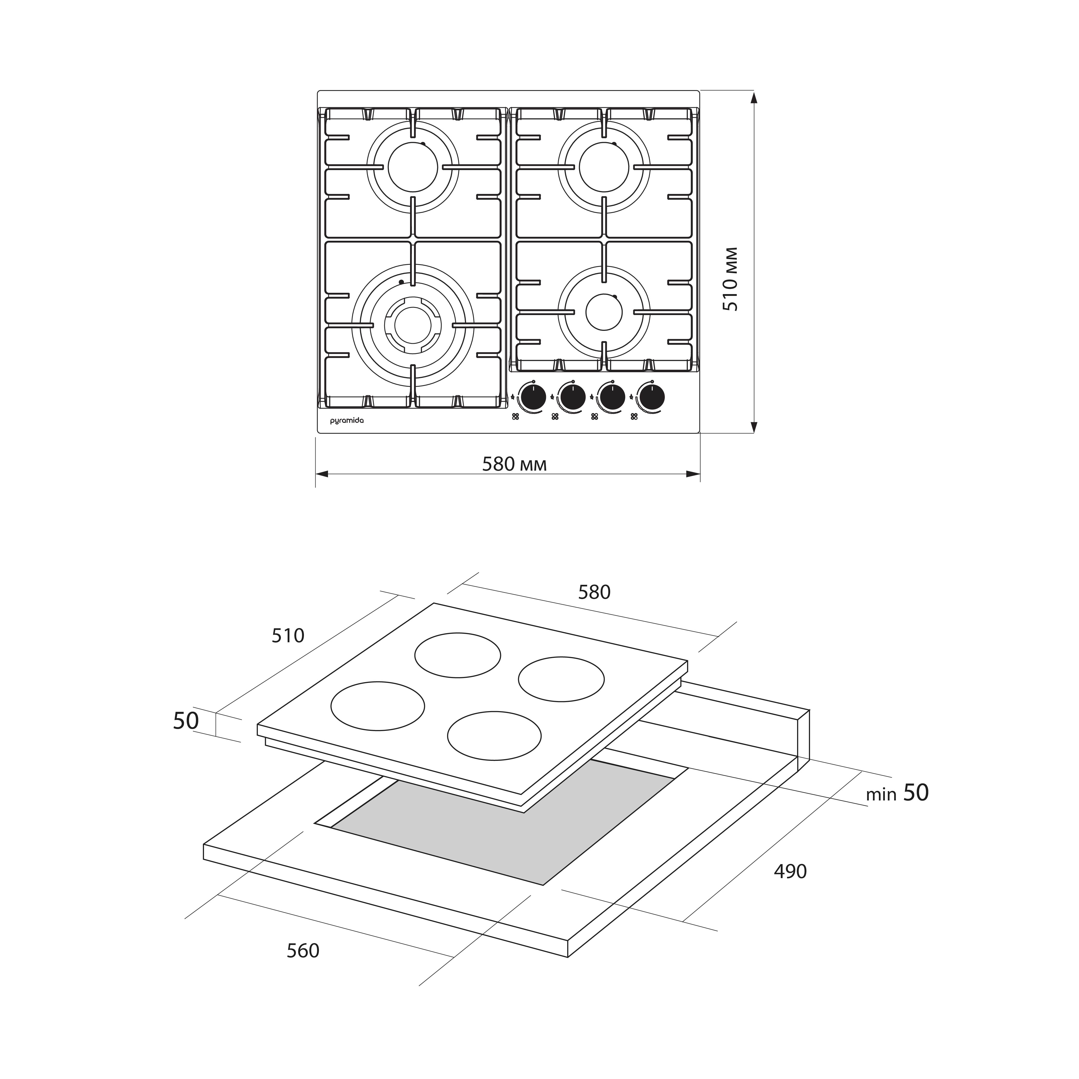 Pyramida PFX 604 T IX B Габаритные размеры