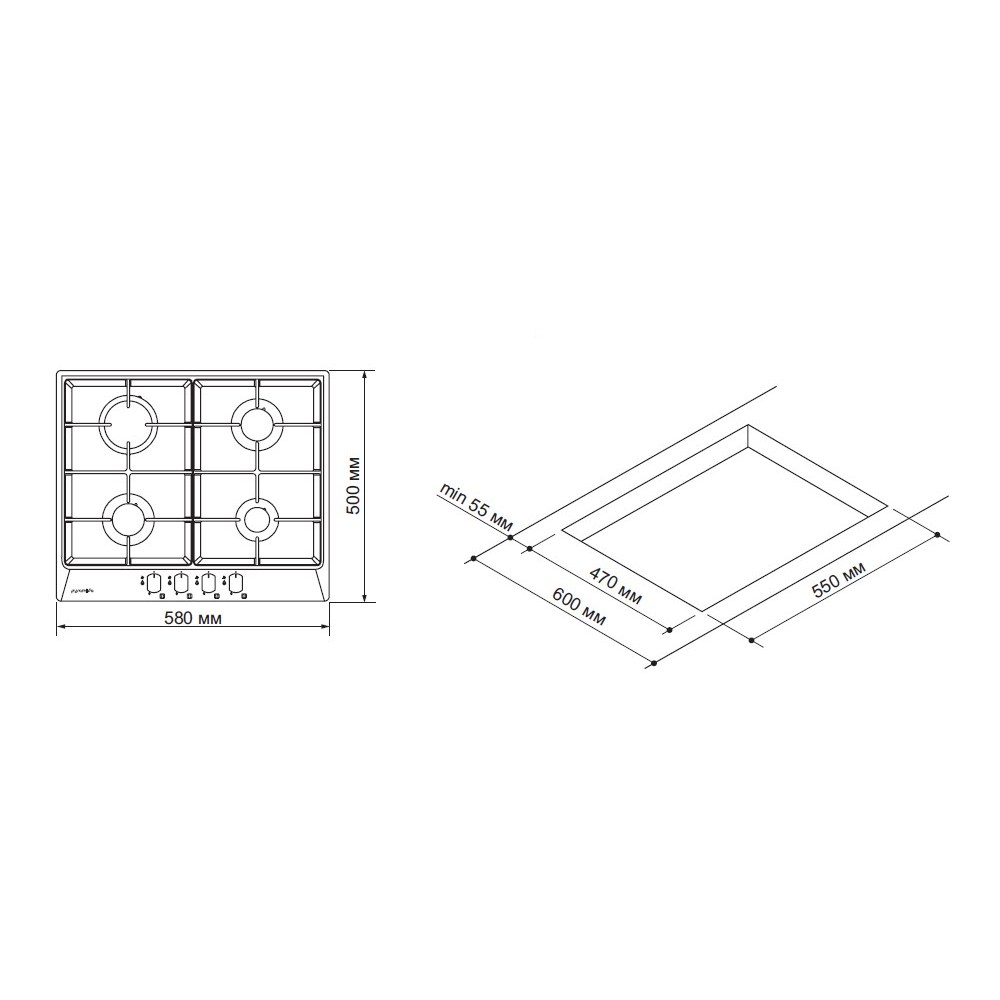 Pyramida PFX 644 S INOX Габаритні розміри