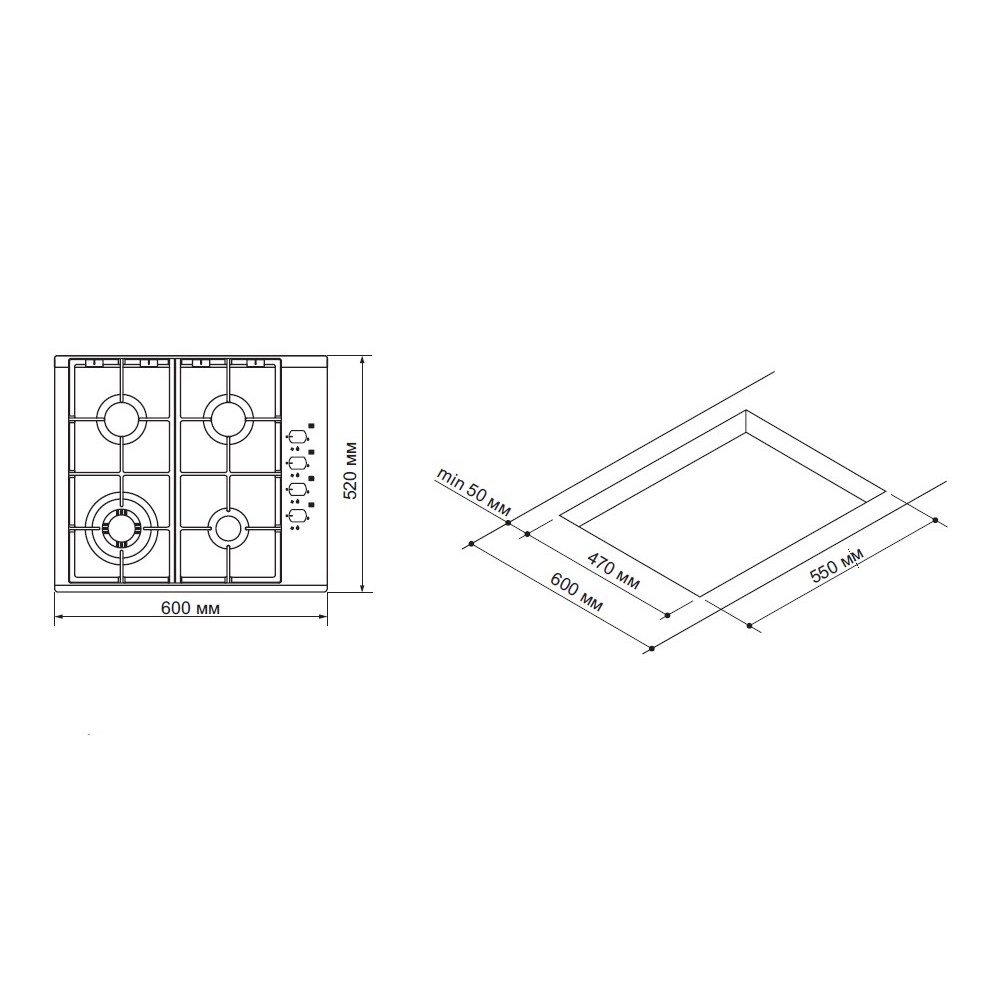 Pyramida PSG 614 BLACK LUXE Габаритні розміри