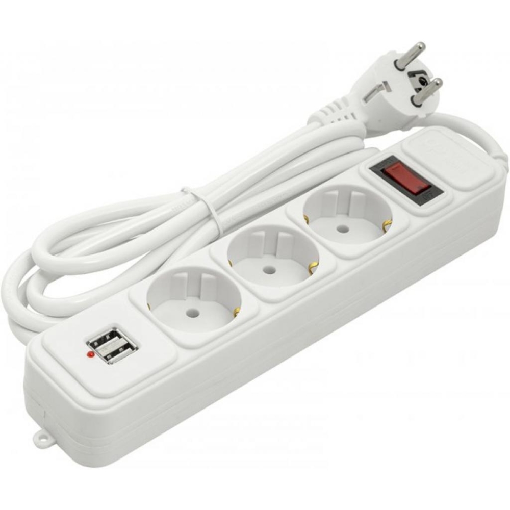 PowerPlant JY-1054U/1.8 1.8 м, 3 розетки, USB ( PPSA10M18S3U )