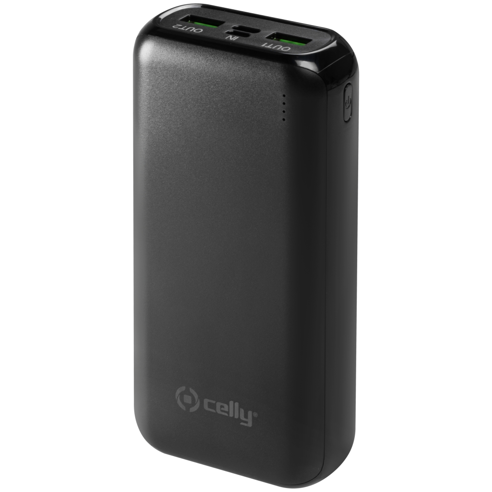 Celly Energy 20000mAh Inp:USB-C/Micro-USB, Out:USB-A*2(5V/2.1A) black (PBE20000BK)