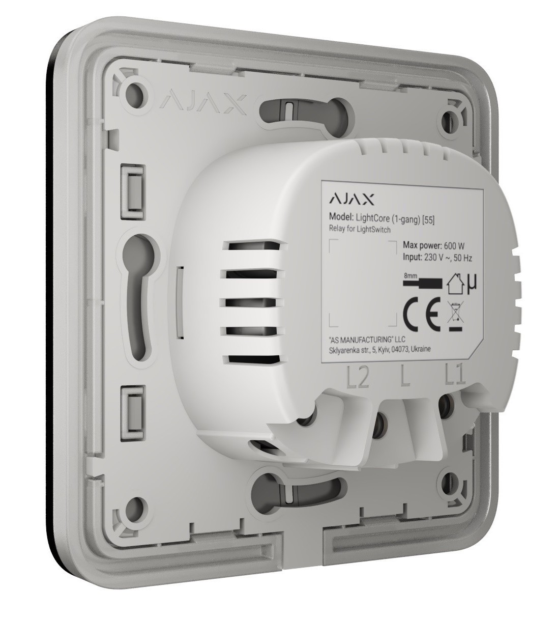 в продаже Кнопка для одноклавишного выключателя проходного типа Ajax LightSwitch 1-клавишный Black (без механизама) - фото 3