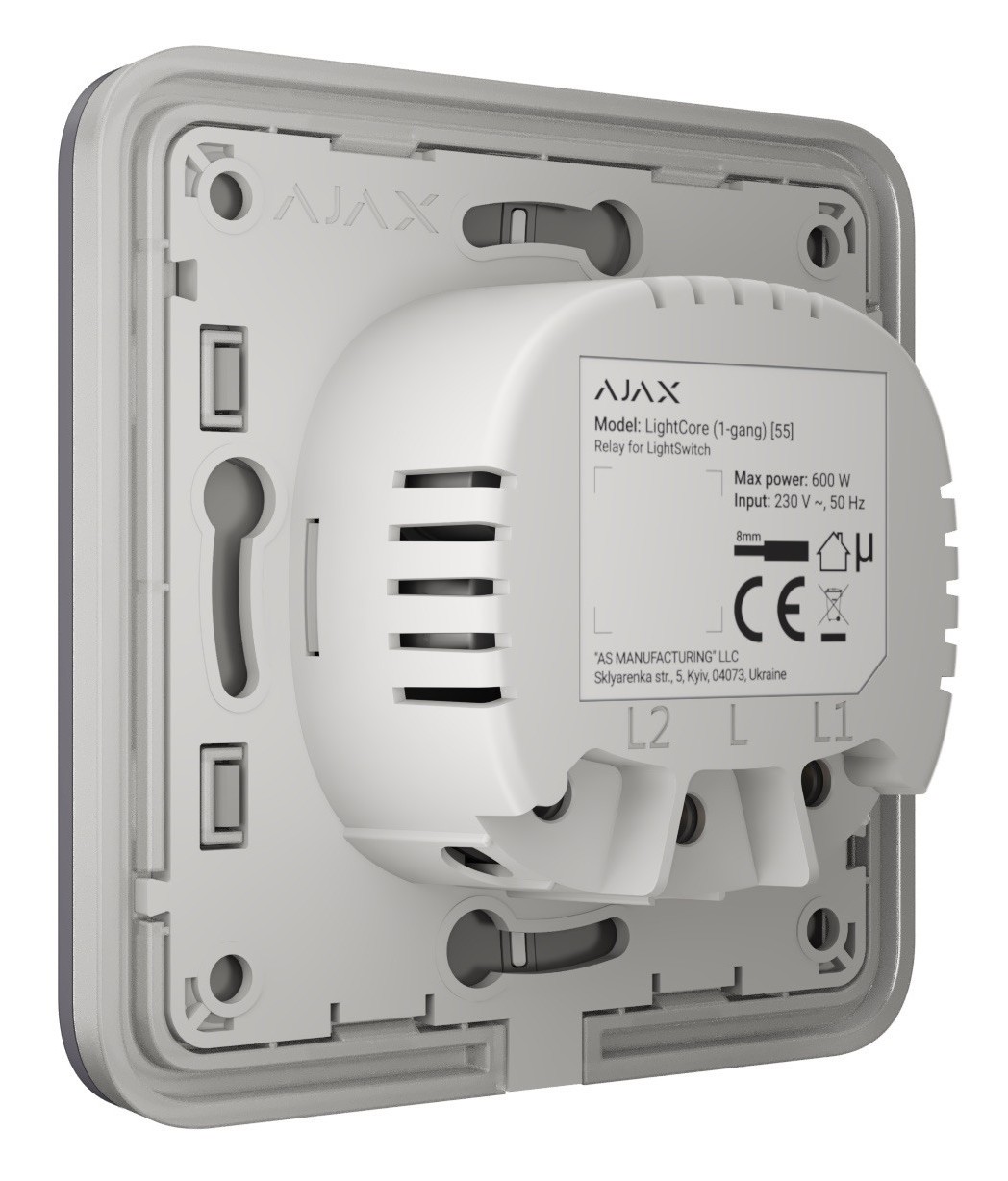 в продажу Клавіша вимикача Ajax LightSwitch 2-клавішний Graphite (без механізму) - фото 3