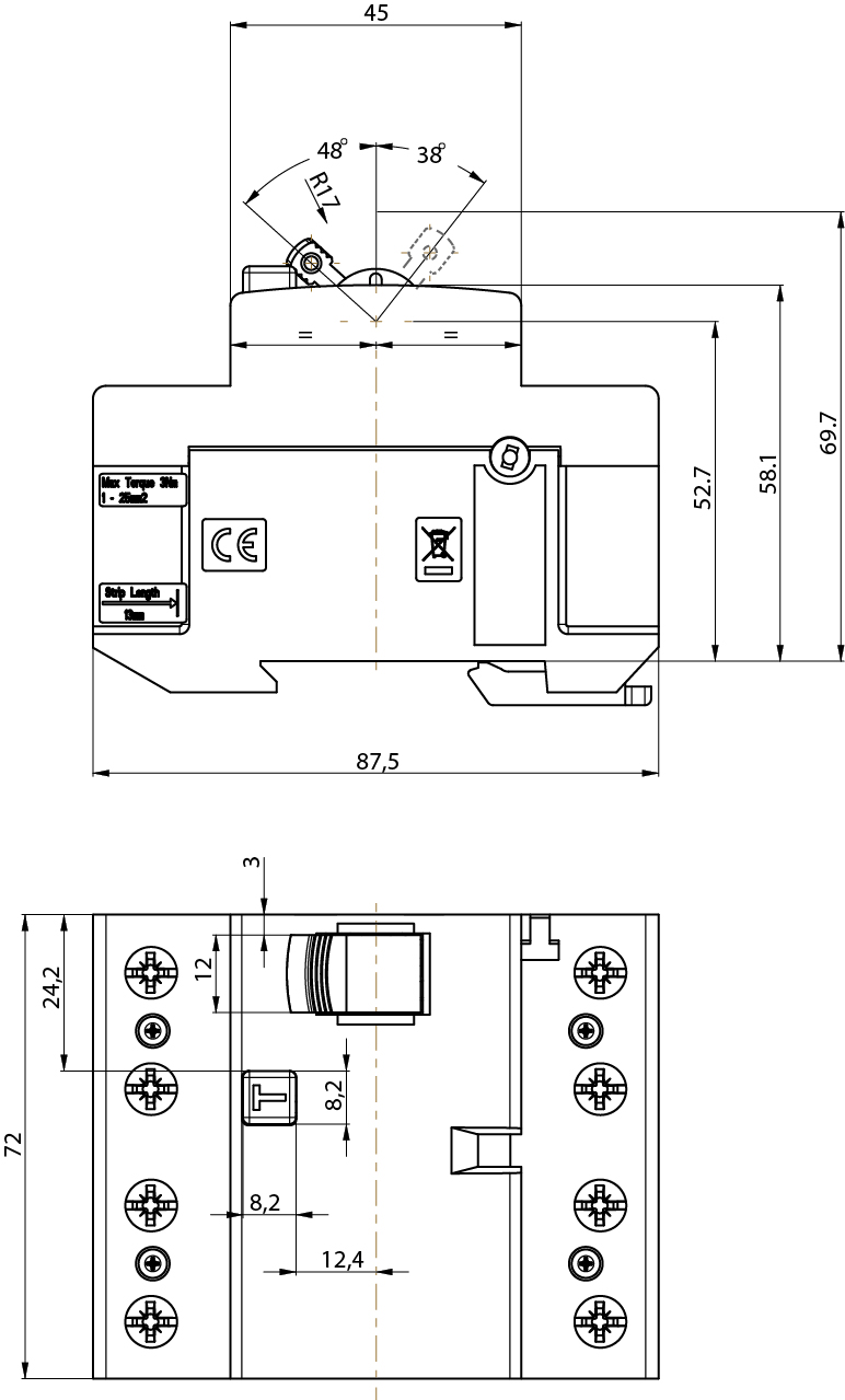 ETI EFI-P4 AC 25/0.3 (002061631) Габаритные размеры