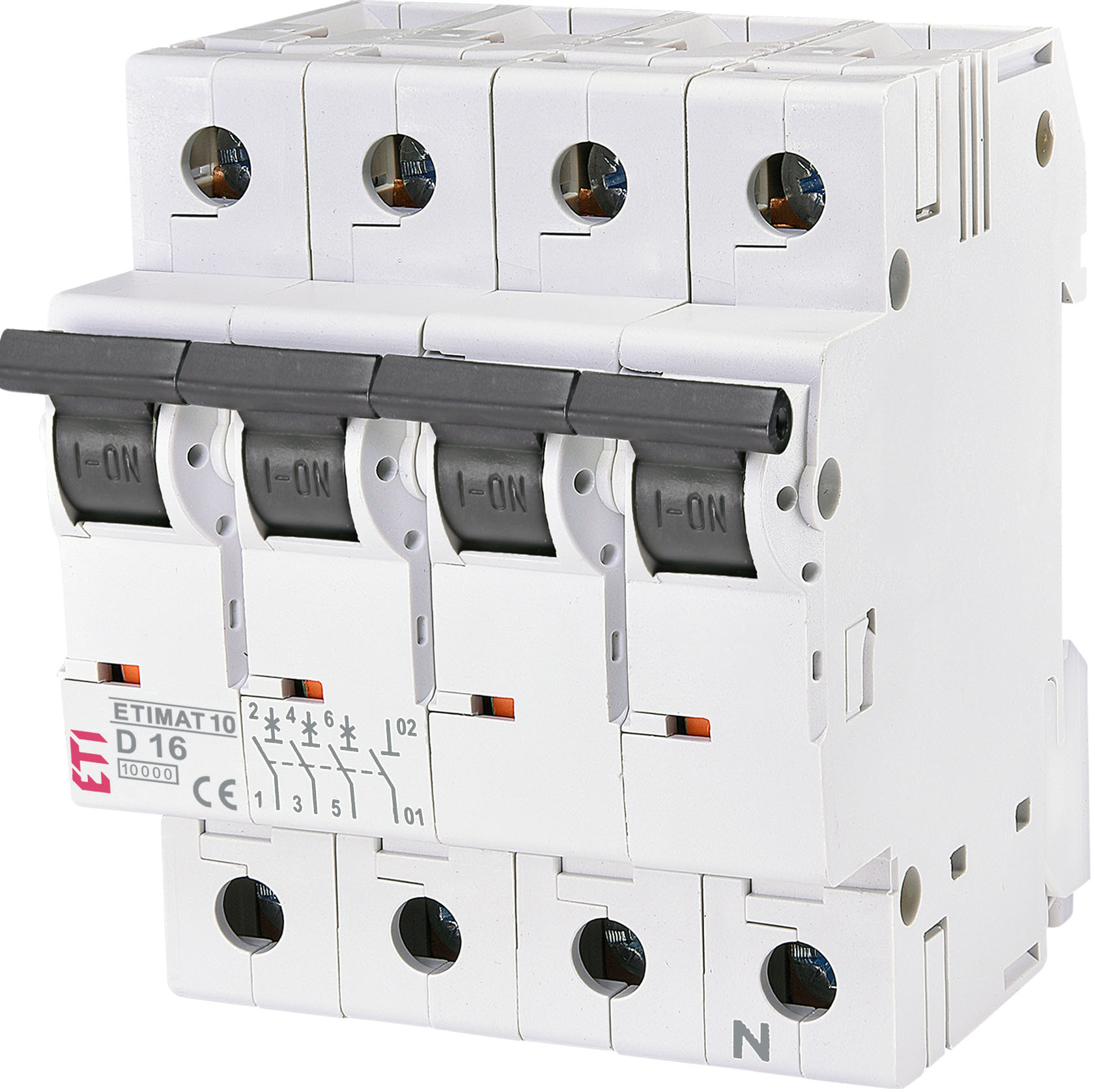 Автоматический выключатель ETI ETIMAT 10 3p+N D16 (002156716)