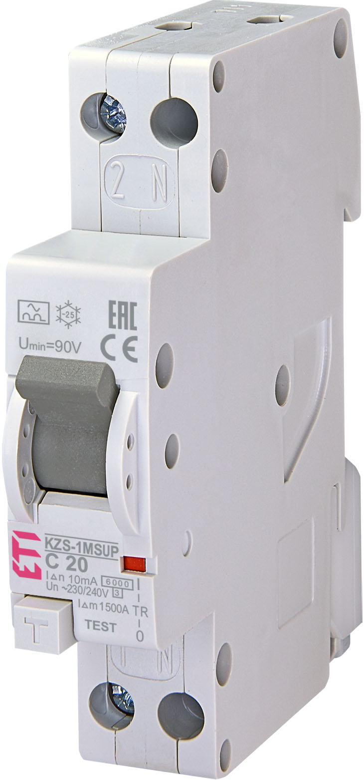 Диференціальний вимикач ETI KZS-1M-SUP 1p+N A C20/0.01 (002175855)