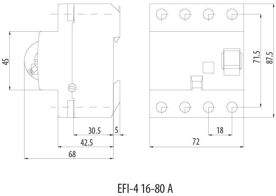 ETI EFI-4 A 63/0.3 (002064544) Габаритные размеры