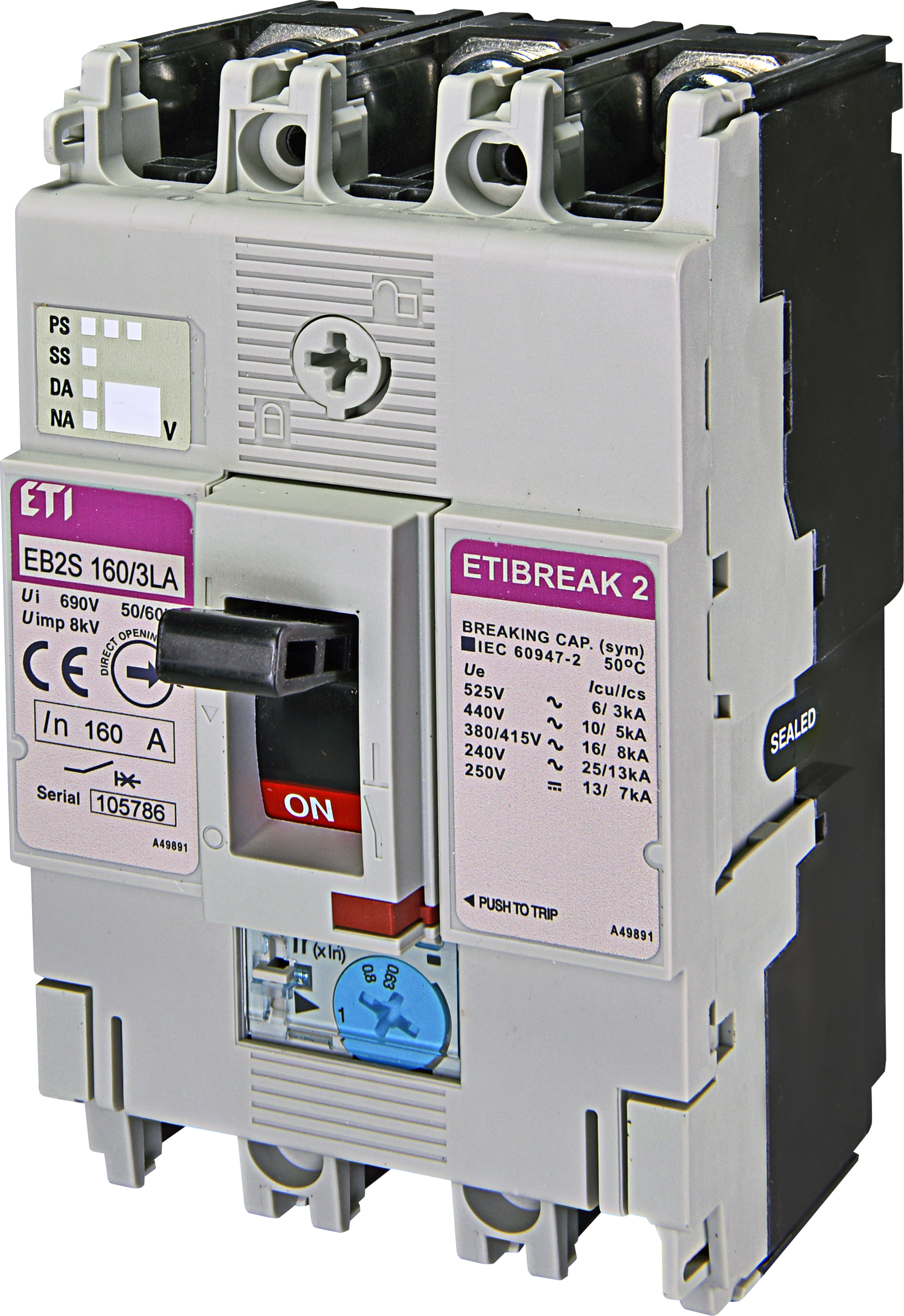 Промисловий автоматичний вимикач ETI EB2S 160/3LA 160A 3p (004671885)