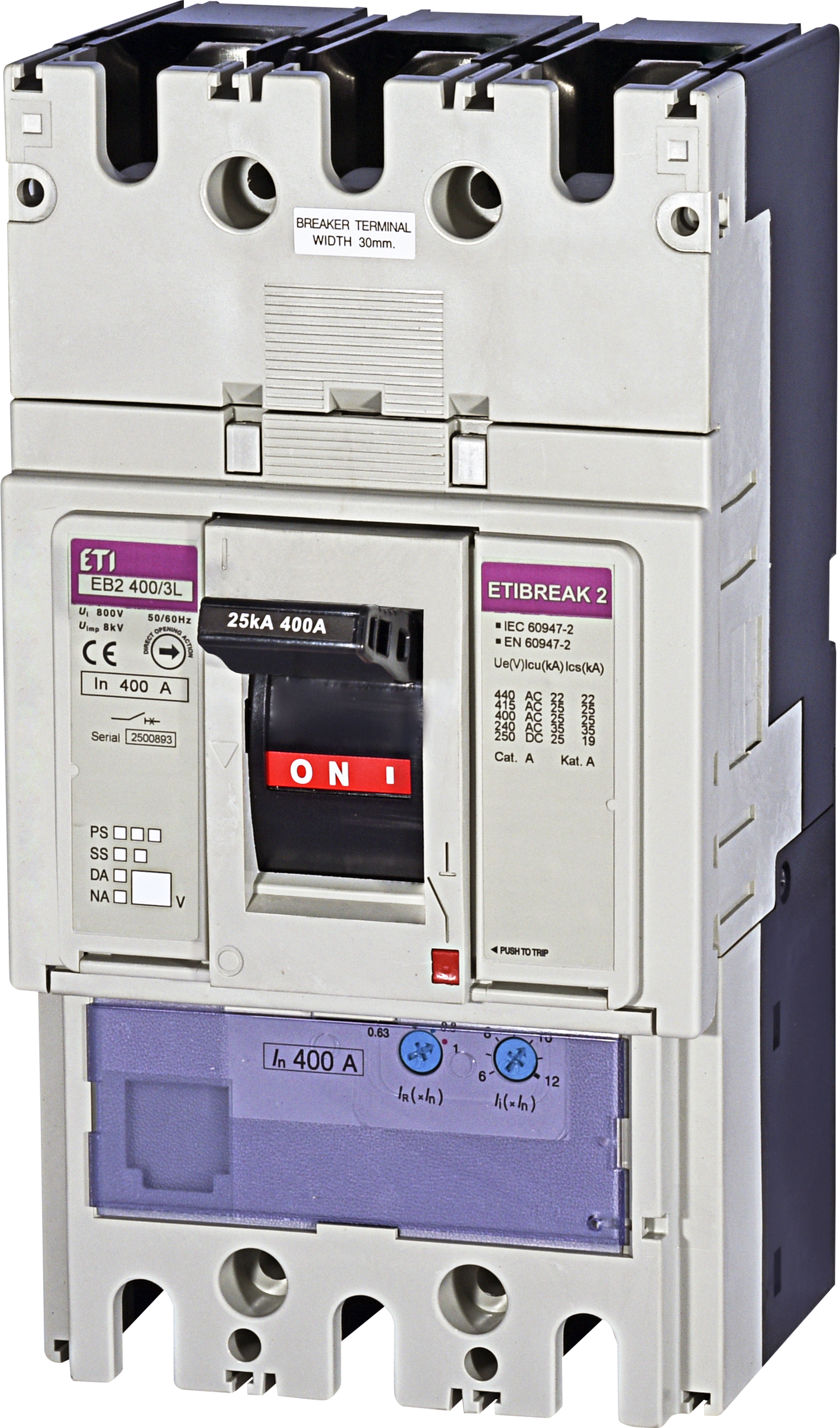 Промисловий автоматичний вимикач ETI EB2 400/3L 400A 3p (004671092) в інтернет-магазині, головне фото