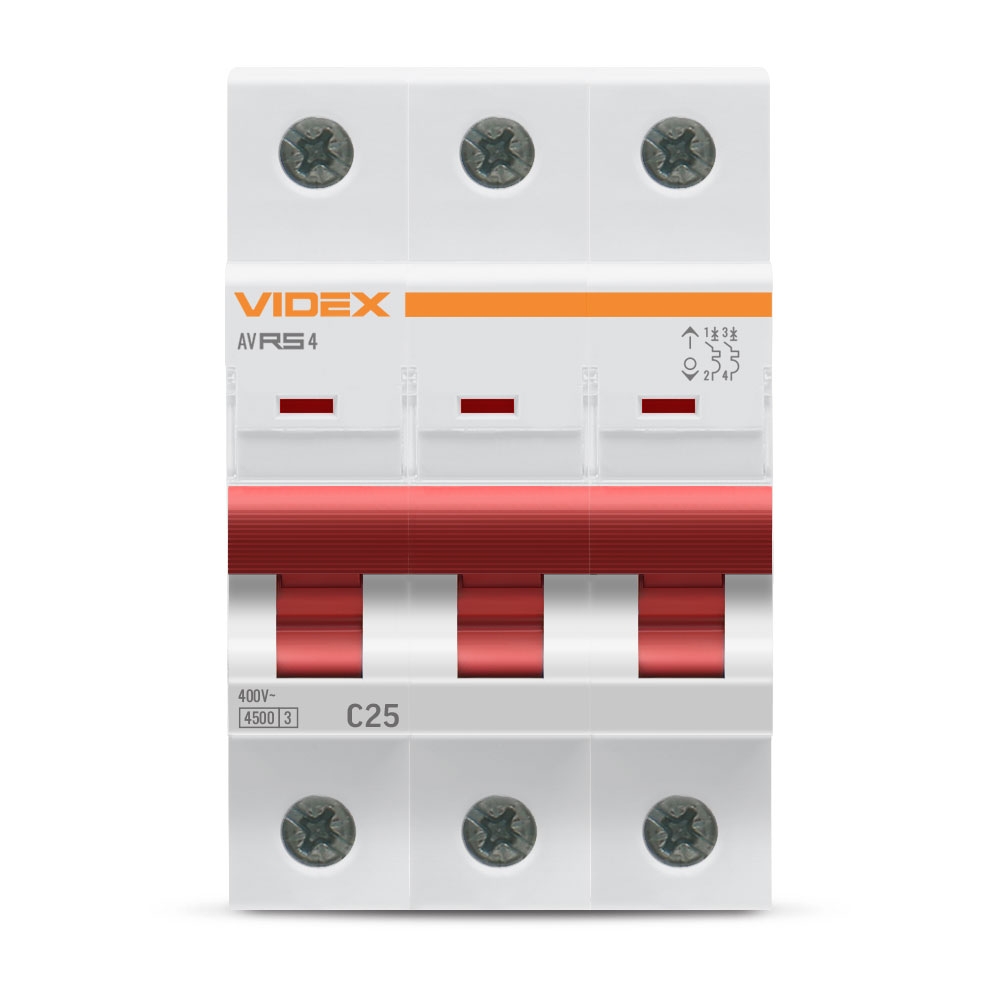 Автоматический выключатель Videx RESIST RS4 3p 25А С 4,5кА (VF-RS4-AV3C25) цена 326 грн - фотография 2