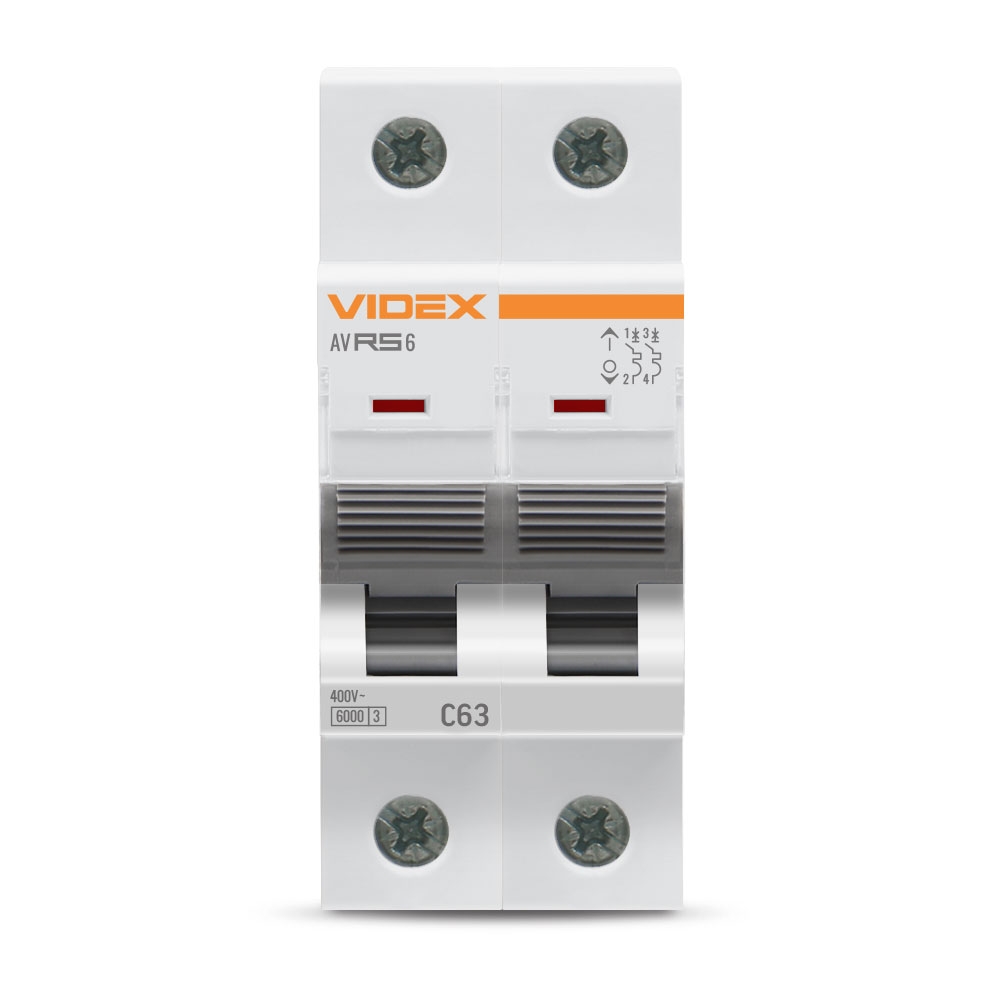 Автоматический выключатель Videx RESIST RS6 2p 63А С 6кА (VF-RS6-AV2C63) цена 350 грн - фотография 2