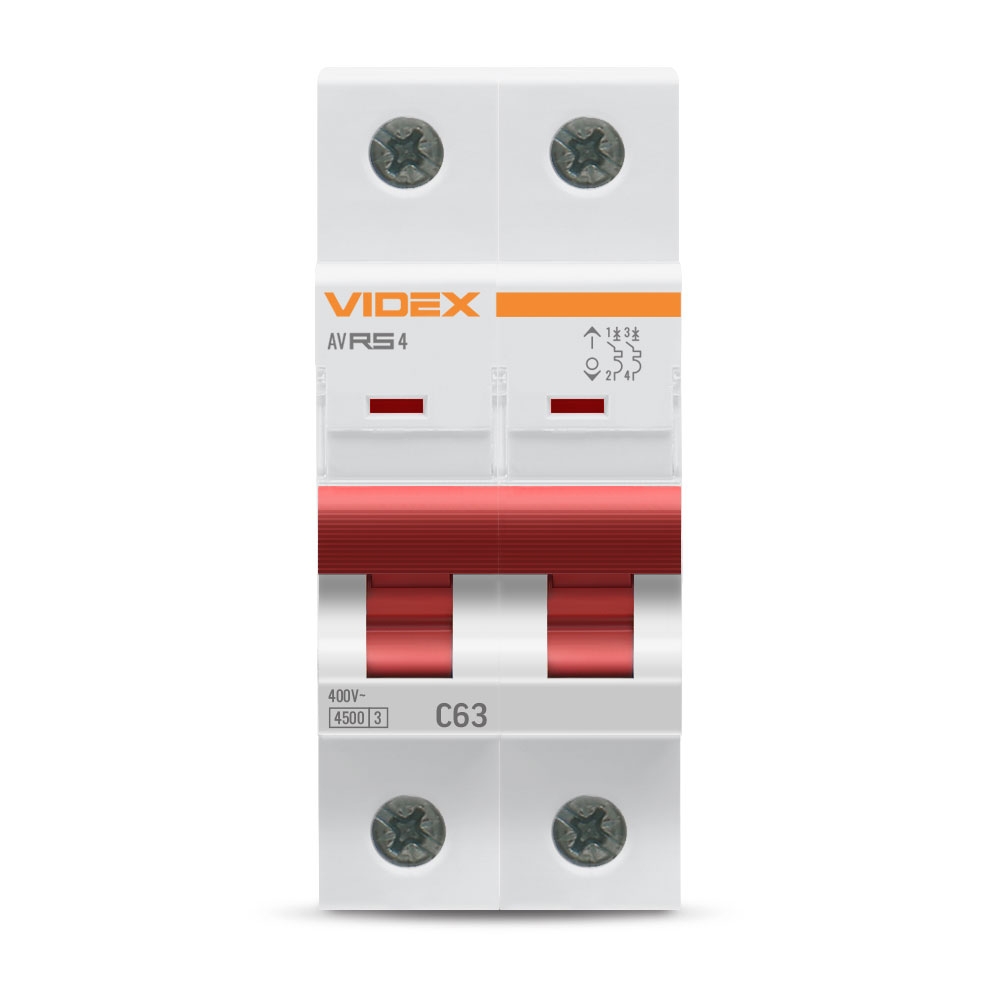 Автоматичний вимикач Videx RESIST RS4 2p 63А С 4,5кА (VF-RS4-AV2C63) ціна 266 грн - фотографія 2
